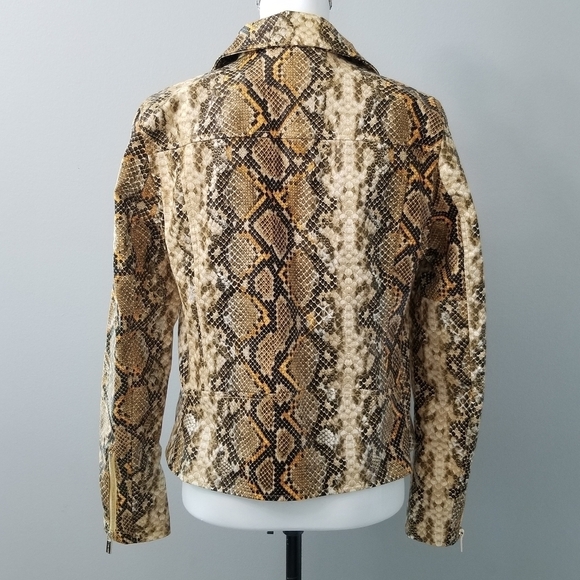 T TAHARI Snake Print Faux Leather Moto Jacket S - Picture 8 of 16